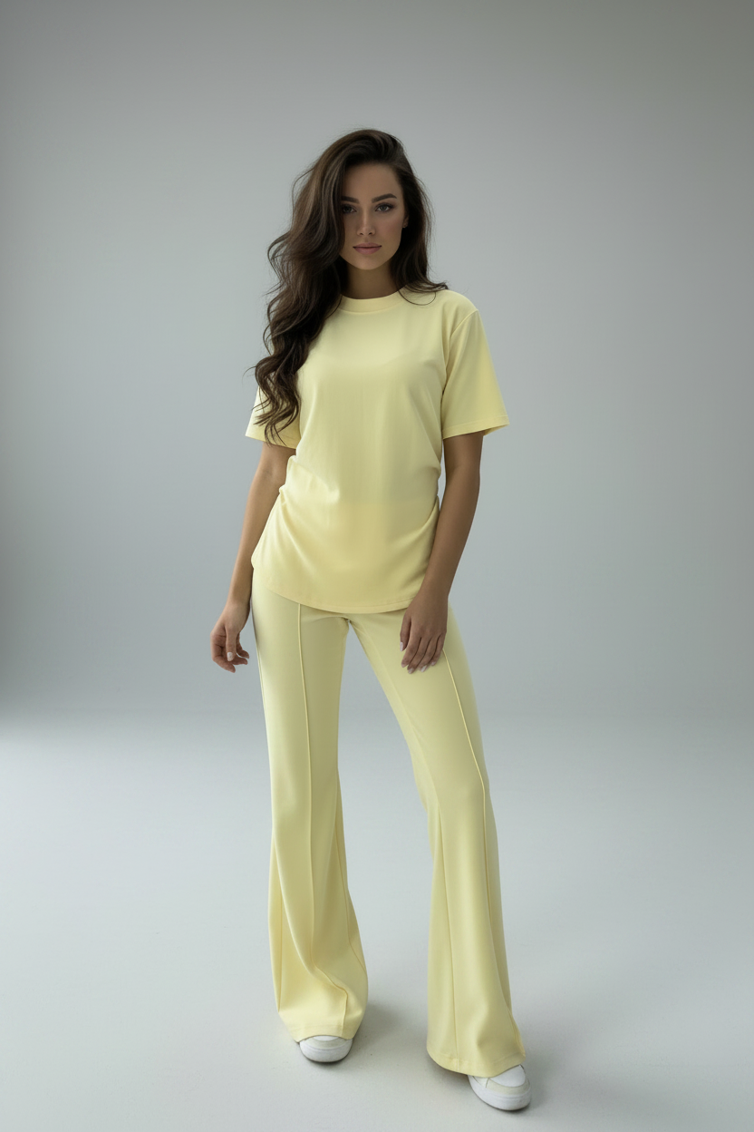 Side Cinched Flared Trousers Set