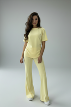 Side Cinched Flared Trousers Set