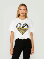 Ladies Tiger/Leopard Heart Oversized T Shirt