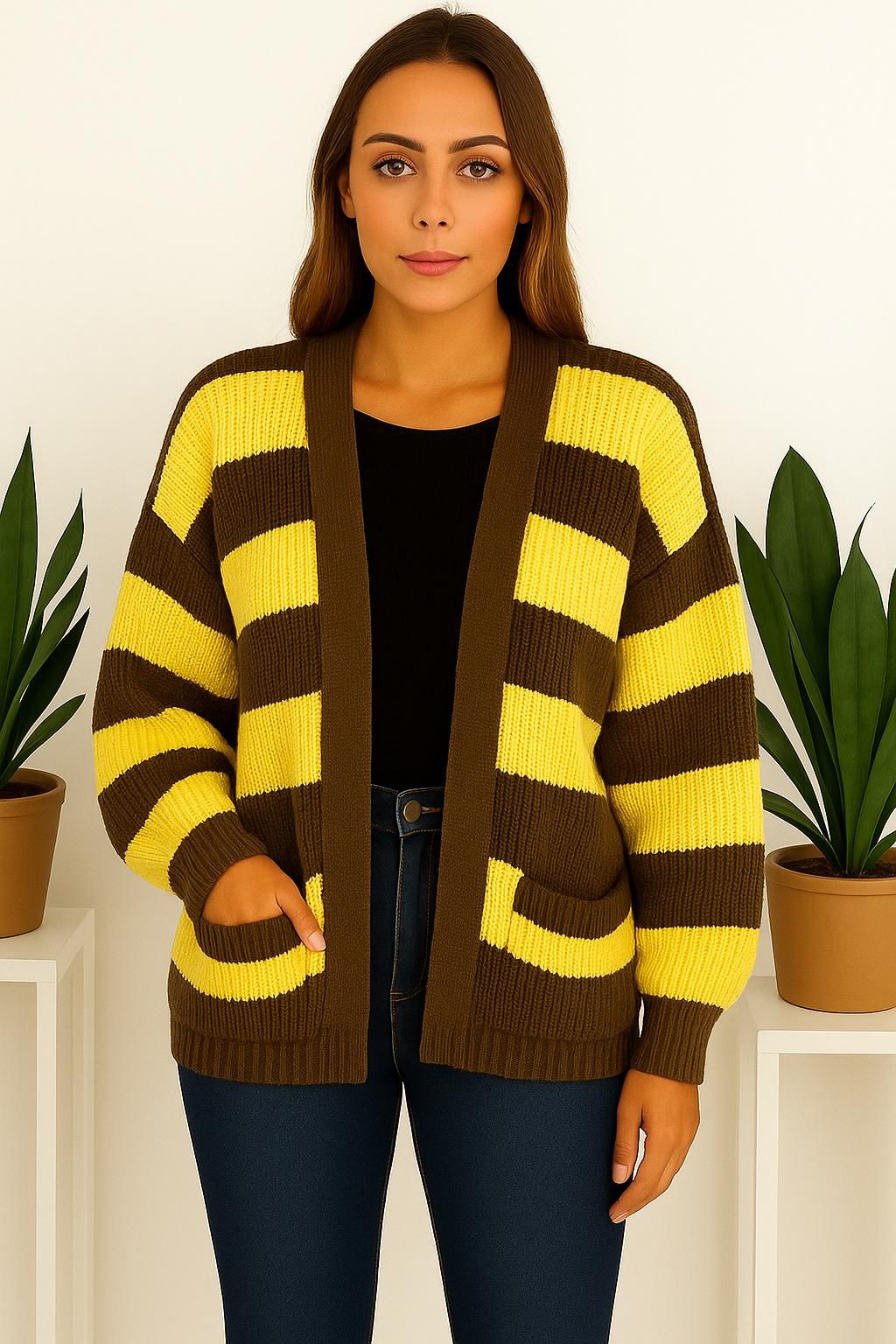 Knitted Balloon Sleeve Cropped Cardigan