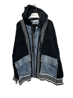 AURA – Hybrid zip-up jacket in cable knit and denim