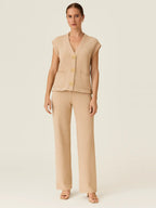 3-Gold Button Short Sleeve Set