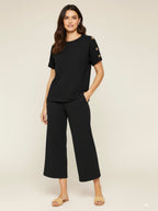 Ladies 8-Button on Shoulder Trousers Set
