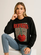 Ladies Leopard Cherry Sweatshirt