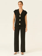 3-Gold Button Short Sleeve Set