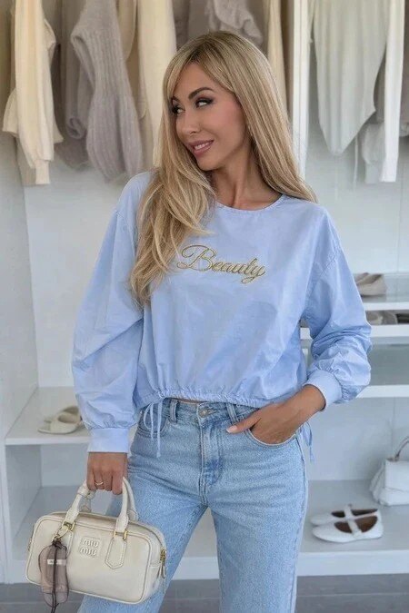 BEAUTY gold inscription cotton blouse