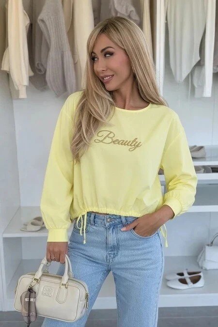 BEAUTY gold inscription cotton blouse