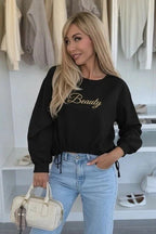 BEAUTY gold inscription cotton blouse