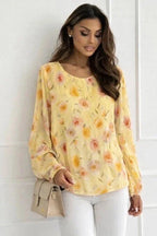 Printed pleated blouse with lining