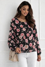 Printed pleated blouse with lining