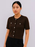 Ladies Short Sleeve Button Cardigan