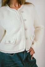 CELESTE – Elegant short jacket with pearls and jewel buttons