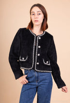 CELESTE – Elegant short jacket with pearls and jewel buttons