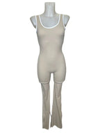 Flared Open Back Jumpsuit with Push-up Butt – Contrast Details