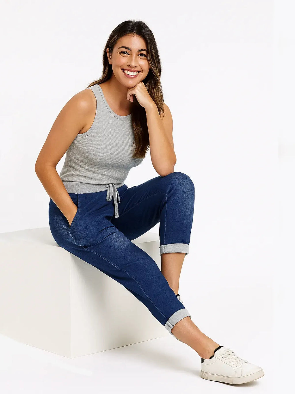 Italian Joggers Denim Floral