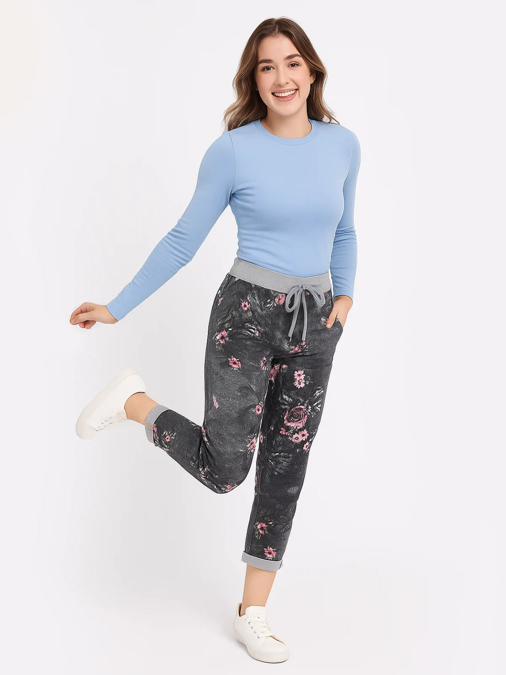 Italian Joggers Floral Print and Plain
