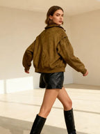 DENVER – Faux suede jacket with patch pockets