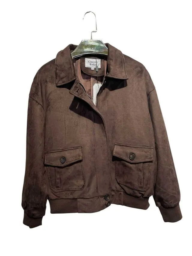 DENVER – Faux suede jacket with patch pockets