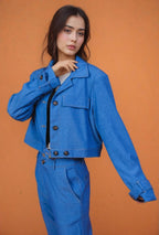 DENVER – Structured effect stretch denim set