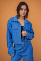 DENVER – Structured effect stretch denim set