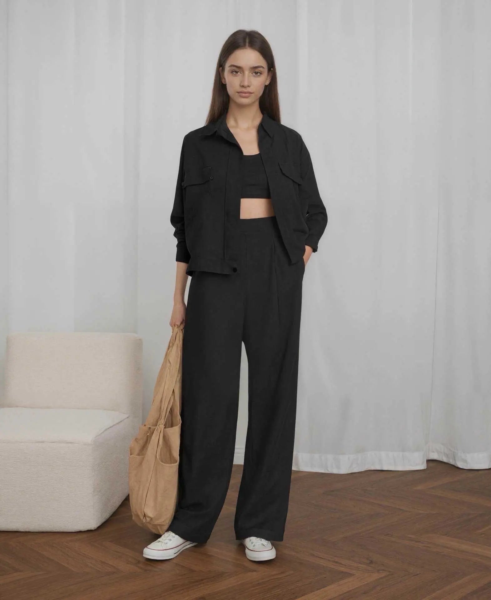 DENVER – High-waisted soft wide leg pants