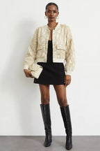 DENVER – Short textured knit jacket with sequins
