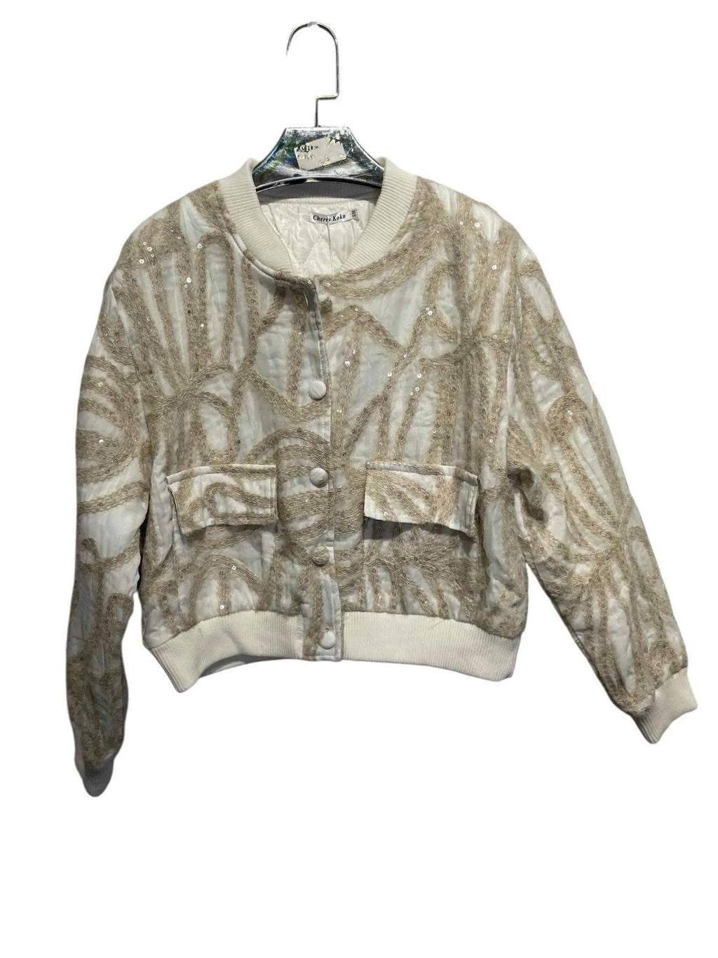 DENVER – Short textured knit jacket with sequins