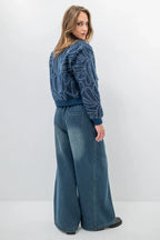 DENVER – Short textured knit jacket with sequins