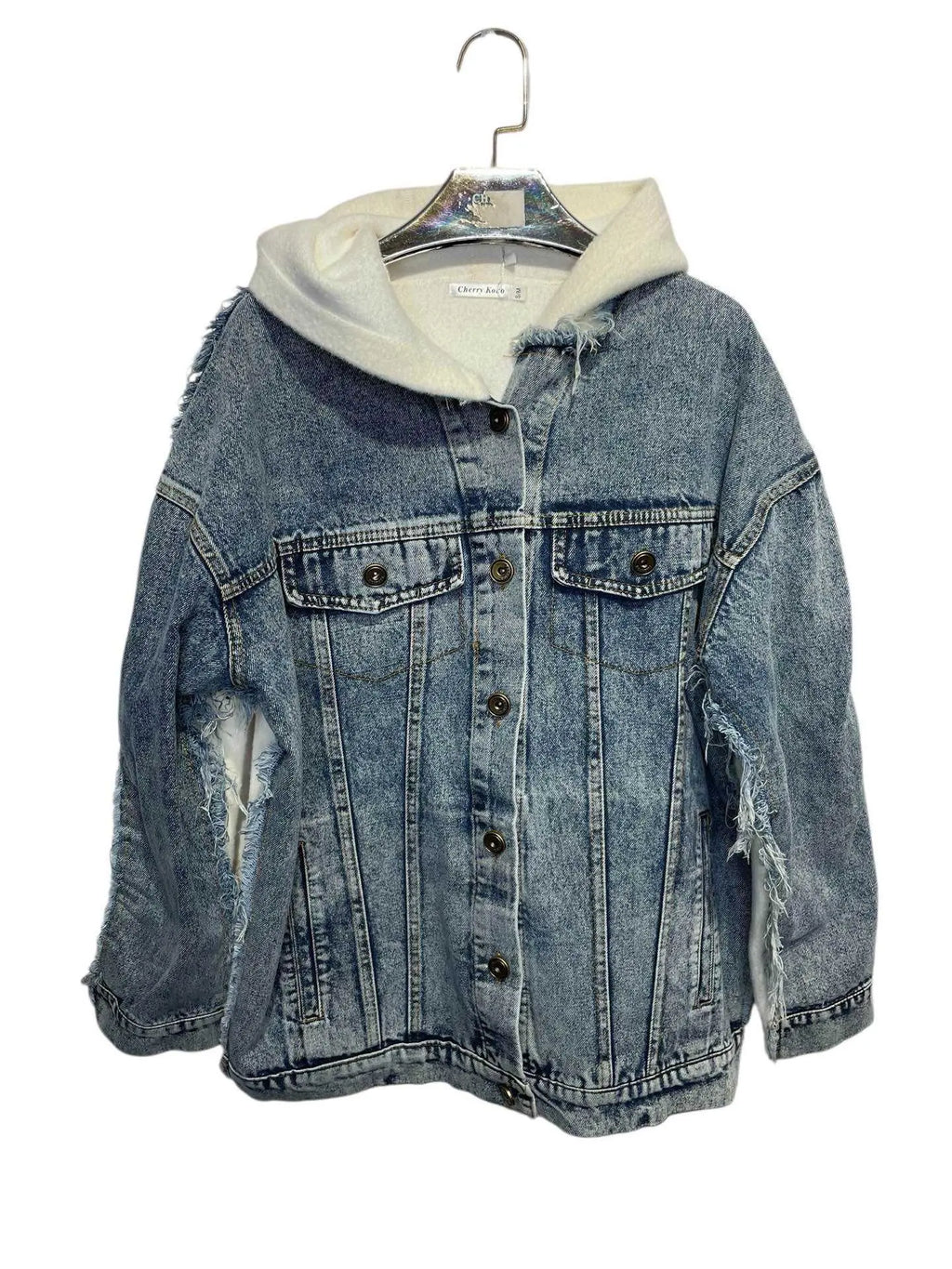 DENVER – Denim jacket with integrated knit hood