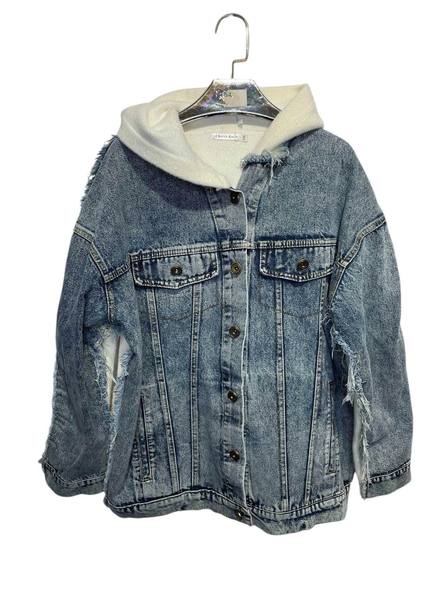 DENVER – Denim jacket with integrated knit hood