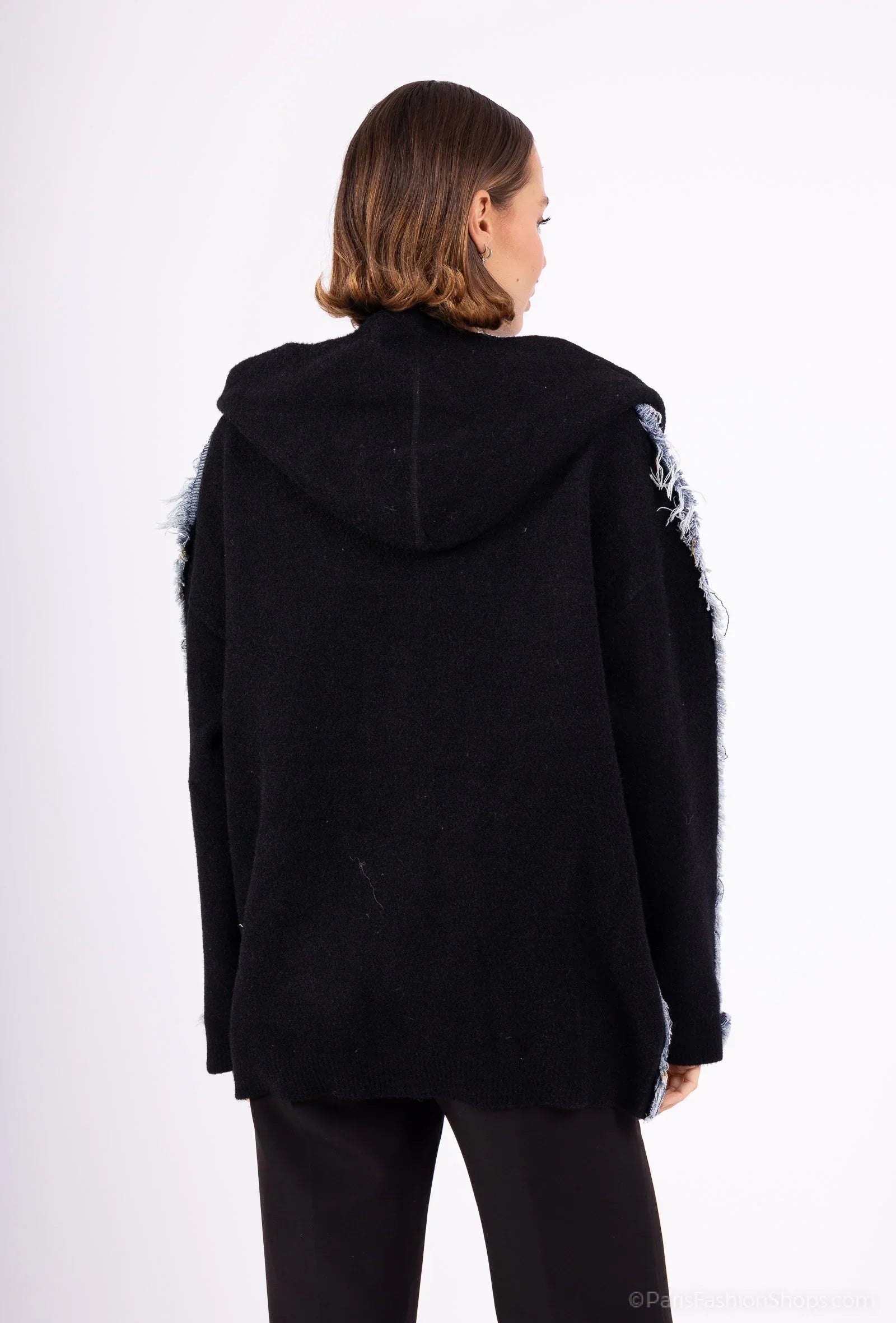 DENVER – Denim jacket with integrated knit hood