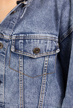 DENVER – Denim jacket with integrated knit hood