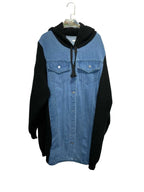 DENVER – Oversized denim and knit hoodie jacket