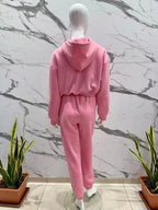 Casual chic set – Zip-up hooded jacket and elastic waist pants