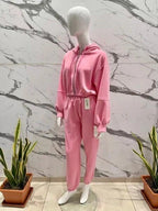 Casual chic set – Zip-up hooded jacket and elastic waist pants