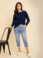 Italian Joggers Denim Floral