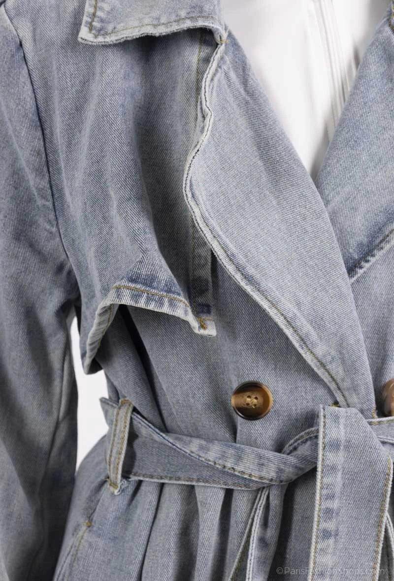 Long denim Trench coat