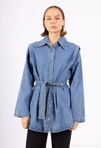 DENVER – Belted oversized denim set
