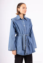 DENVER – Belted oversized denim set