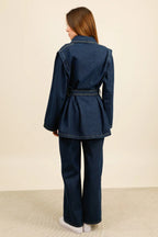 DENVER – Belted oversized denim set