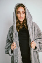 Hooded Faux Fur Coat – Comfortable Straight Fit