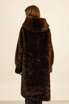 Hooded Faux Fur Coat – Comfortable Straight Fit