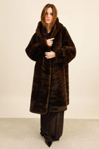 Hooded Faux Fur Coat – Comfortable Straight Fit