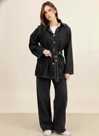 DENVER – Belted oversized denim set