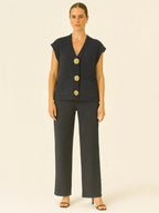 3-Gold Button Short Sleeve Set