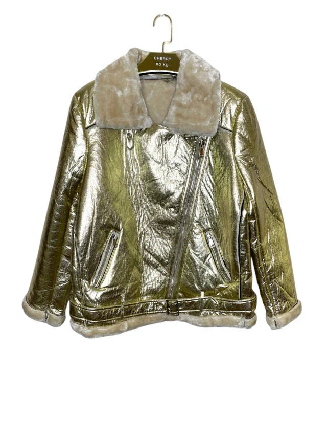 PU Varnish Fur Parka