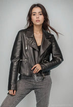 Fake leather biker jacket