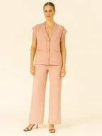 3-Gold Button Short Sleeve Set