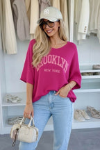 Fine knit sweater with BROOKLYN New York embroidery, loose cut