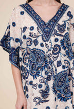 Short kaftan dress round mosaic flower